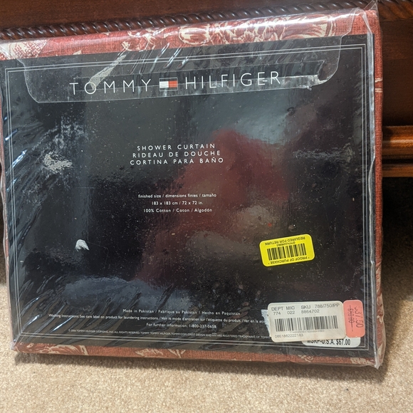 Tommy Hilfiger Red Floral Shower Curtain - Picture 2 of 2